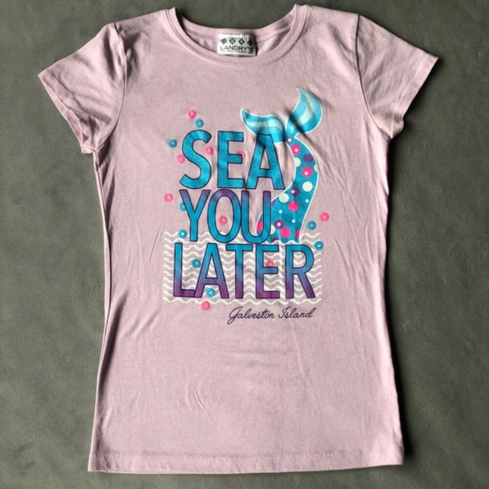 Sea You Later Mermaid Graphic Tee ~ Girls Size Large 10-12